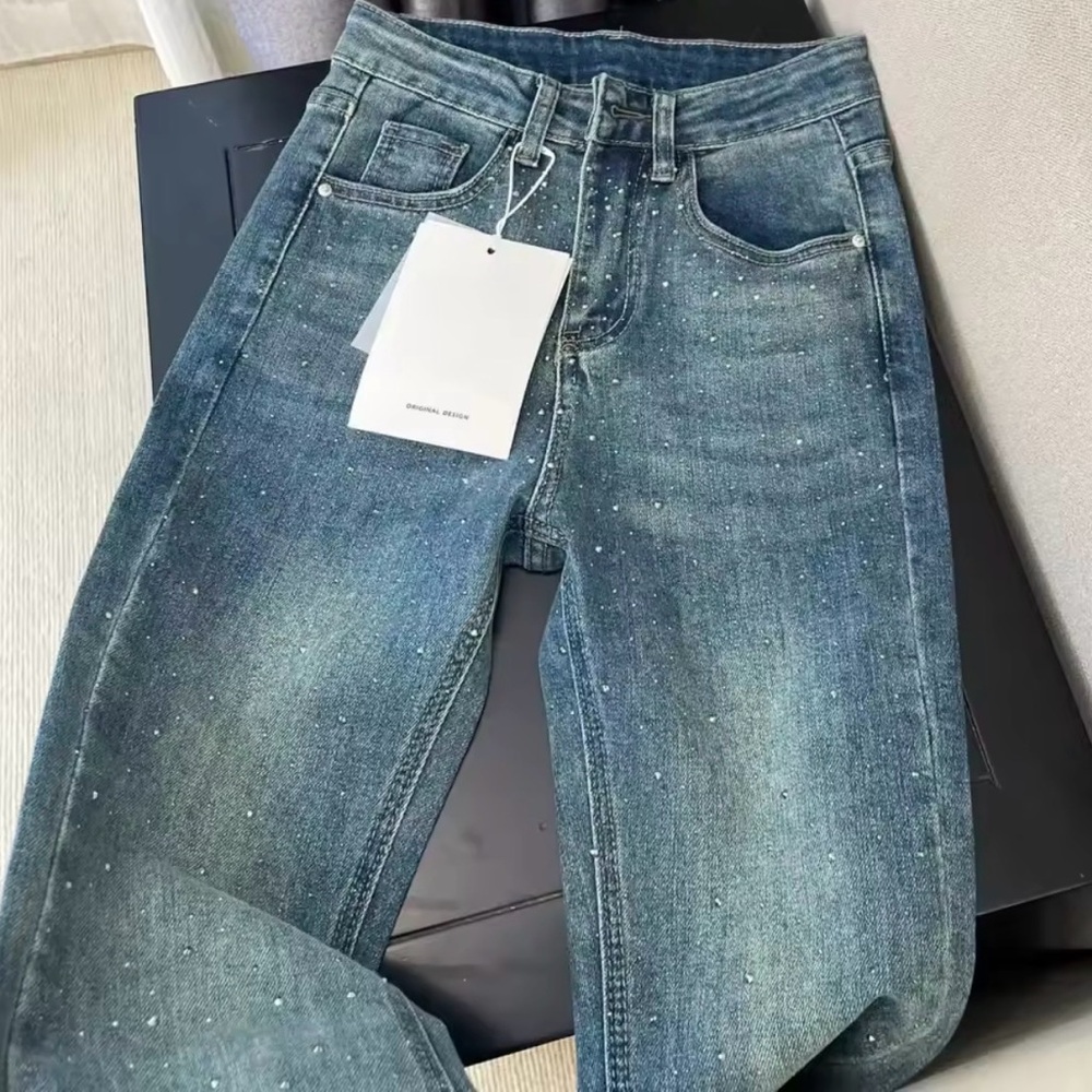 Marc Jacobs Distressed Blue Straight Leg Jeans